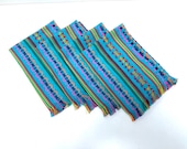 Blue Mexican Placemats, Set of Four, Napkins, Aztec Fabric Table Decor, Party Fiesta Tableware, Table setting, Linens, Bridal Shower