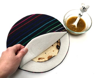 Black Tortilla Keeper, Tortillero, Tortilla Warmer, Mexican Kitchen Decor, Black Aztec Housewares, Fiesta Taco Party