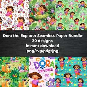 Dora Seamless Pattern Bundle – 30 High-Res Designs (PNG, JPG, PDF)