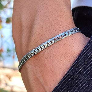 Bransoletka ze srebrnego łańcuszka, stal nierdzewna, regulowany, minimalistyczny design