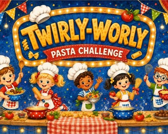 Printbaar pastafeestpakket | Decoraties, spelletjes, activiteiten, uitnodigingen en printbare feestartikelen voor een kinderfeestje met het thema 'kleine pastachef'