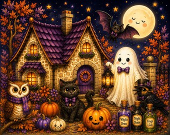 Printbare Halloweenfeestkit | Spoken en griezels | Halloweenfeest | Vintage Halloweenspellen, uitnodigingen en decoraties