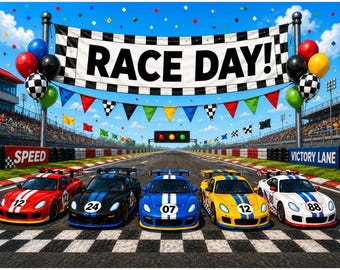 Race Car Birthday Party Printable Kit | Kids Race Day Decorations | Speedway Party Bundle | Instant Download PDF