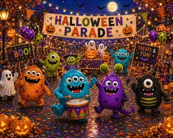 Printbare Halloweenfeestkit | Monster Mayhem | Halloween Extravaganza | Kinderspelletjes, uitnodigingen en feestdecoraties