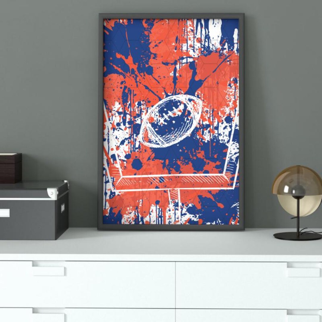 Red Splatter Football Patriots Football Poster | Red, White, Blue Paint Splatter (digital ...