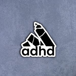 Pegatina de logotipo deportivo para TDAH, divertida, para Kindle, sobreestimulada, ansiedad, segundo cerebro para TDAH, maldita, para funda de PC