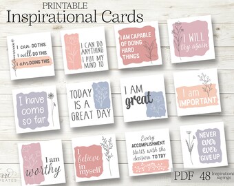 Inspirational Cards. Daily Affirmations. Inspirational Quotes. Mindfulness Printable. Positive Messages. Motivational Cards. Self Love Cards