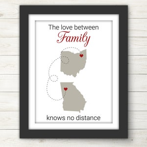 Cadeau de départ. Cadeau émouvant. Déménagement familial. Ami déménageant. Aller au cadeau universitaire. Amour entre famille. D’État à État Art. Cadeau familial. Carte