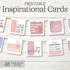 Cartes inspirantes. Citations inspirantes. Cartes d'affirmation quotidiennes. Pleine conscience imprimable. Cartes de motivation. Messages positifs. Amour de soi