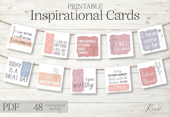 Inspirational Cards. Inspirational Quotes. Daily Affirmation Cards. Mindfulness Printable. Motivational Cards. Positive Messages. Self Love