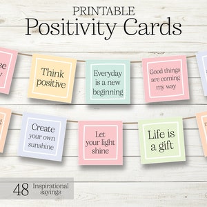 Cartes de positivité. Cartes d'affirmations. Affirmations quotidiennes. Citations inspirantes. Pleine conscience imprimable. Messages positifs. Cartes de motivation