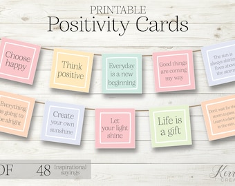 Positivity Cards. Affirmations Cards. Daily Affirmations. Inspirational Quotes. Mindfulness Printable. Positive Messages. Motivational Cards