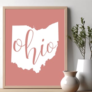 Carte de l'Ohio ou de TOUT ÉTAT. Impression d'art d'État. Carte de l'État d'origine. Carte du pays. Cadeau de carte d'état. Cadeau personnalisé. Carte de décoration d'intérieur. Impression de décoration murale.