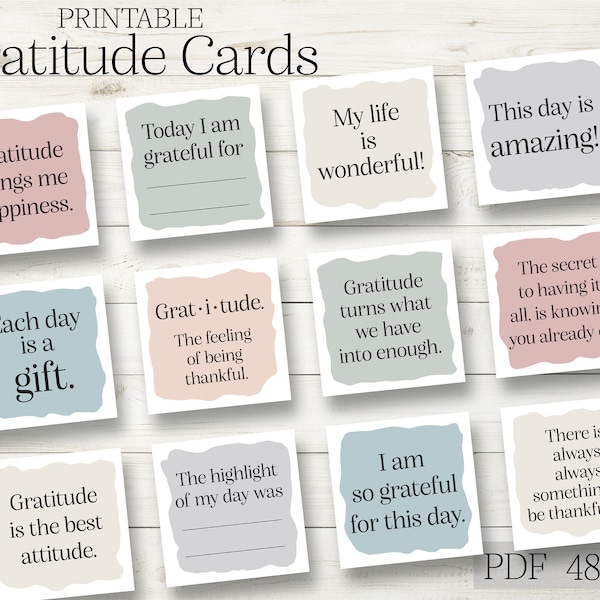 Gratitude Jar. Thankful Cards. Gratitude Cards. Affirmation Cards. Mantras. Inspirational. Mindfulness. Grateful Messages. Positivity Cards.