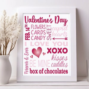 Valentine&#39;s Decor. 5 Sizes. Valentine Printable. Valentines Day Sign. Valentines Decorations. Valentine Word Art. Valentine Subway Art