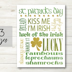 St. Patrick&#39;s Day Subway Art - PRINTABLE. 3 Sizes. St Paddys Day Decor. St Patricks Day Sign. St Patricks Decor. Holiday Decor. Holiday Sign