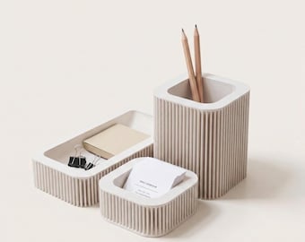Minimalistyczny organizer na biurko – zestaw 3 elementów