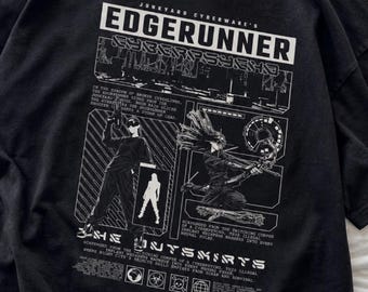 Edgerunner Cyberpunk Graphic Tee | Retro Tech Panels, Futuristic Rider