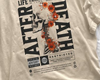 Skull with Red Flowers Graphic Tee | Life After Death Print