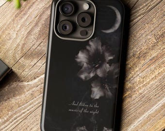 Black Floral Phone Case – Minimal Botanical Art