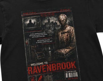Ravenbrook Horror Poster Tee | Creepy Statue, Haunted Mansion Artwork