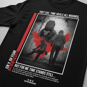 Camiseta con gráfico grunge inspirado en el grito de miedo, camiseta con cita estética oscura, camiseta negra gótica urbana, top unisex