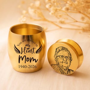 Miniurna con retrato humano grabado personalizado, urna de cremación con foto personalizada, regalo conmemorativo