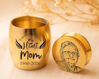 Custom Engraved Human Portrait Mini Urn, Personalized Photo Cremation Urn, Memorial Gift