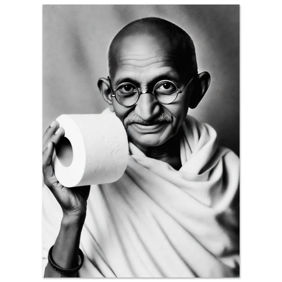 Mahatma Toilet Poster - Humorous Gandhi Art for Bathroom Decor 
