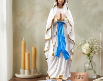 Virgin Mary Resin Statue, Blessed Mother Figurine, Religious Home Decor, Catholic Saint Sculpture, Christian Gift, Prayer Statue
