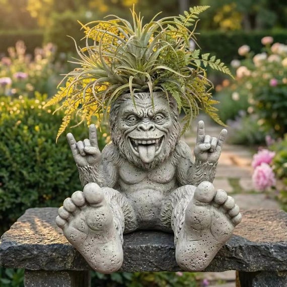 Bigfoot Planter Pot, Funny Sasquatch Flower Pot, Resin Garden Decor, Novelty Plant Holder, Outdoor Patio Planter, Indoor Home Decor