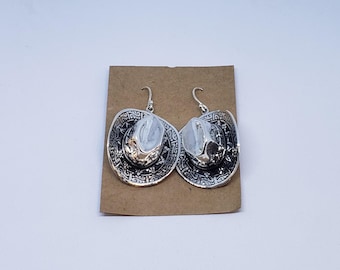 Sterling Silver Cowboy Hat Earrings