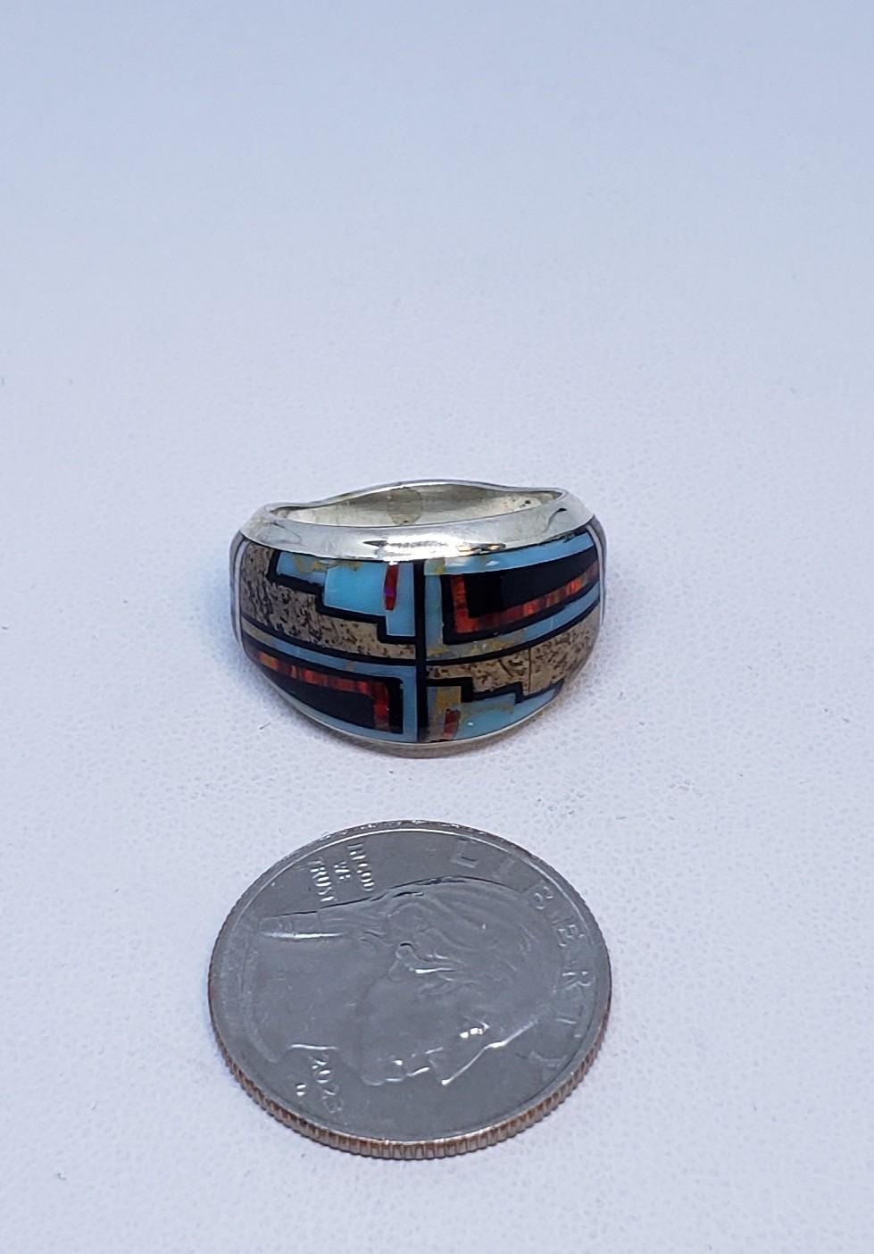 Sterling Silver Ring With Inlay - Etsy