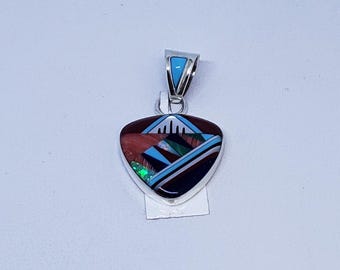 Triangle Pendant with Inlay and Sterling Silver