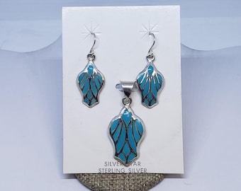 Turkoois oorbellen en hanger met sterlingzilver