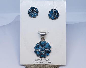 Turkoois oorbellen en hanger met sterlingzilver
