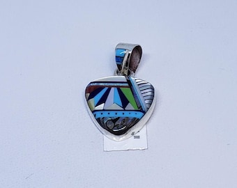 Triangle Pendant with Inlay and Sterling Silver