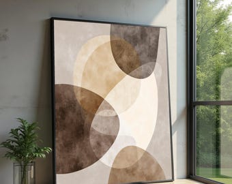 Neutral Brown Abstract Canvas Wall Art, Modern Organic Shapes, Minimalist Home Decor, Earth Tone Canvas, Contemporary Wall Decoration