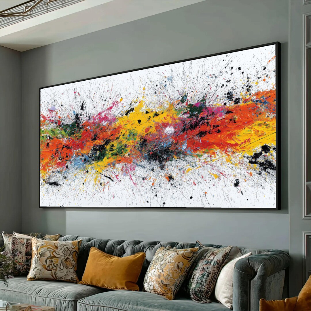 Vibrant Abstract Explosion Canvas, Colorful Paint Splatter Wall Art ...