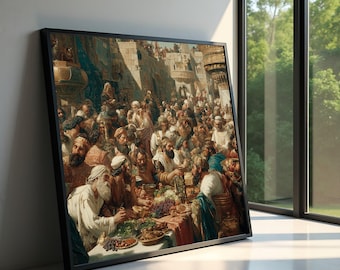 Lienzo con escena de banquete de la antigua Roma, arte mural histórico del Imperio, decoración arquitectónica vintage de la vida romana clásica, lienzo decorativo para el hogar