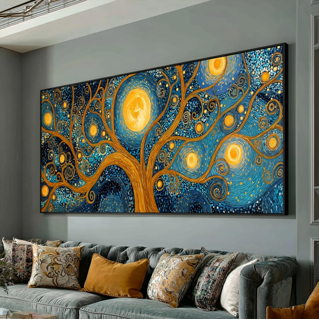 Gustav Klimt Tree of Life Canvas, Abstract Starry Night Wall Art ...