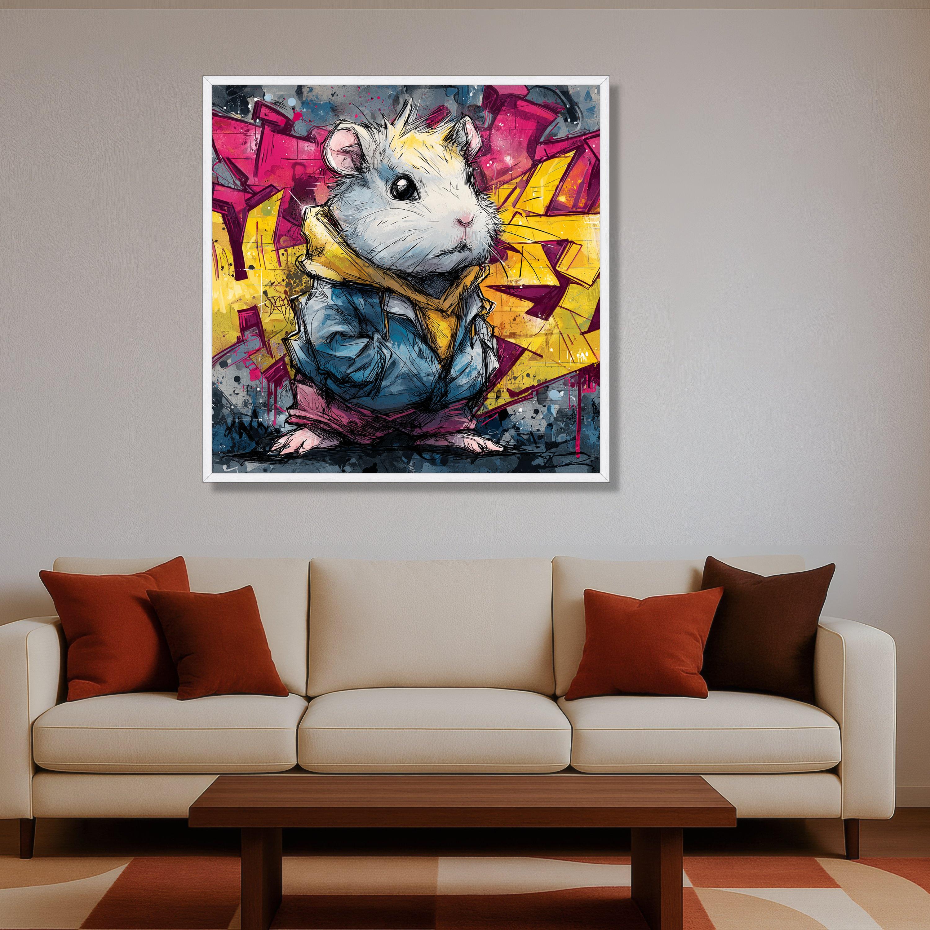 Urban Street Art Hamster, Graffiti Background Canvas, Colorful Animal ...