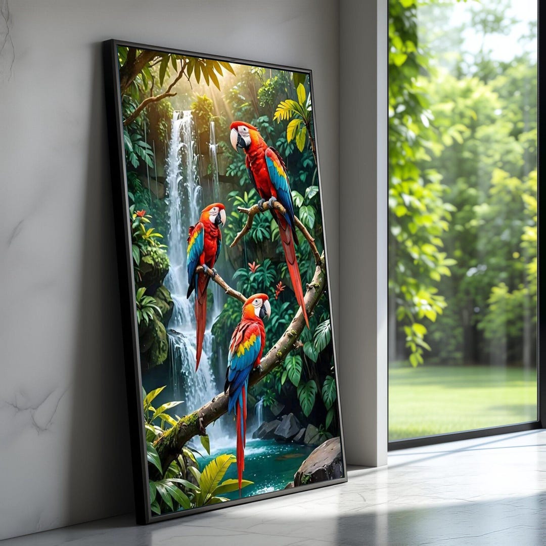Image result for Tropical Macaw Parrots Canvas Wall Art, Colorful Bird Nature Print ...