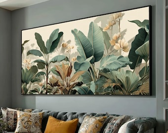 Tropical Banana Leaf Canvas, Botanical Wall Art, Greenery Nature Print, Large Leaf Canvas, Modern Home Decoration, Ready to Hang