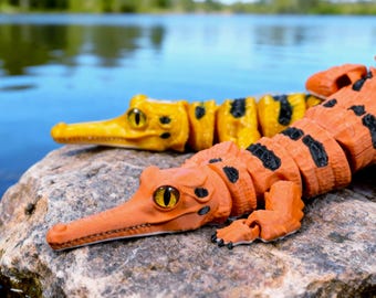 3d-printed Articulated Gharial Crocodile - 10 Inches | Poseable