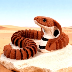 3D-Printed Articulated King Cobra Snake - 24 inches | Poseable Flexi Fidget Toy | Reptile Lover Gift