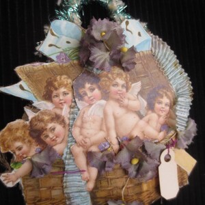 christmas ornament with antique angel scrap