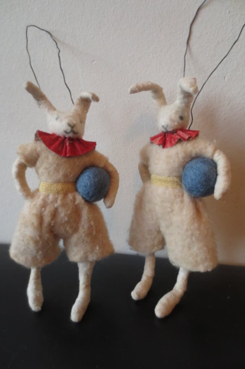 old fashioned spuncotton easter bunnie football, handmade