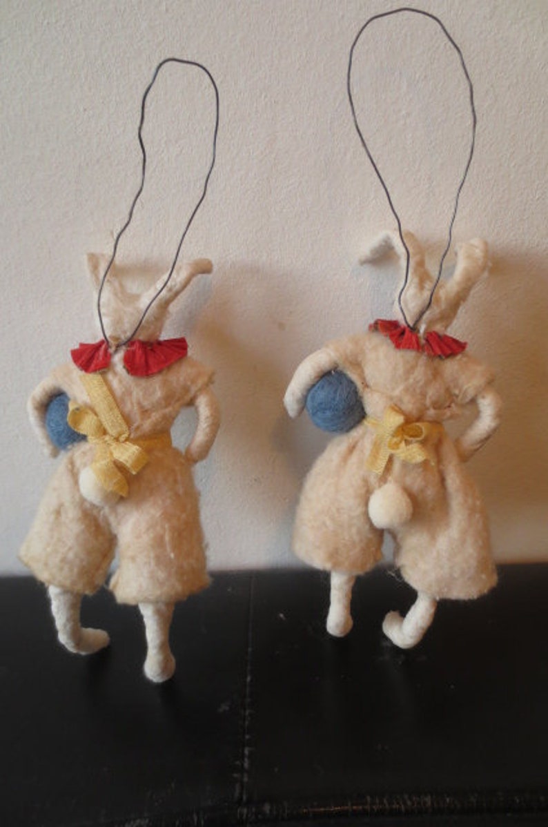 old fashioned spuncotton easter bunnie football, handmade