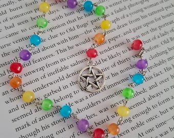 LGBTQ Pride Pagan Worship Prayer Beads | SIZE MEDIUM Rosary 11.889 inches